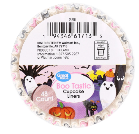 Great Value Boo Tastic Cupcake Liners, 48 Count